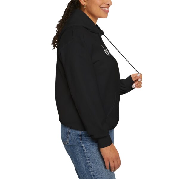 Unisex Hooded Sweatshirt (Black with White Logo) - Image 7